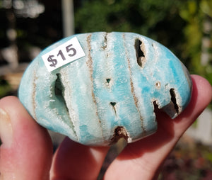 Blue Aragonite palmstone